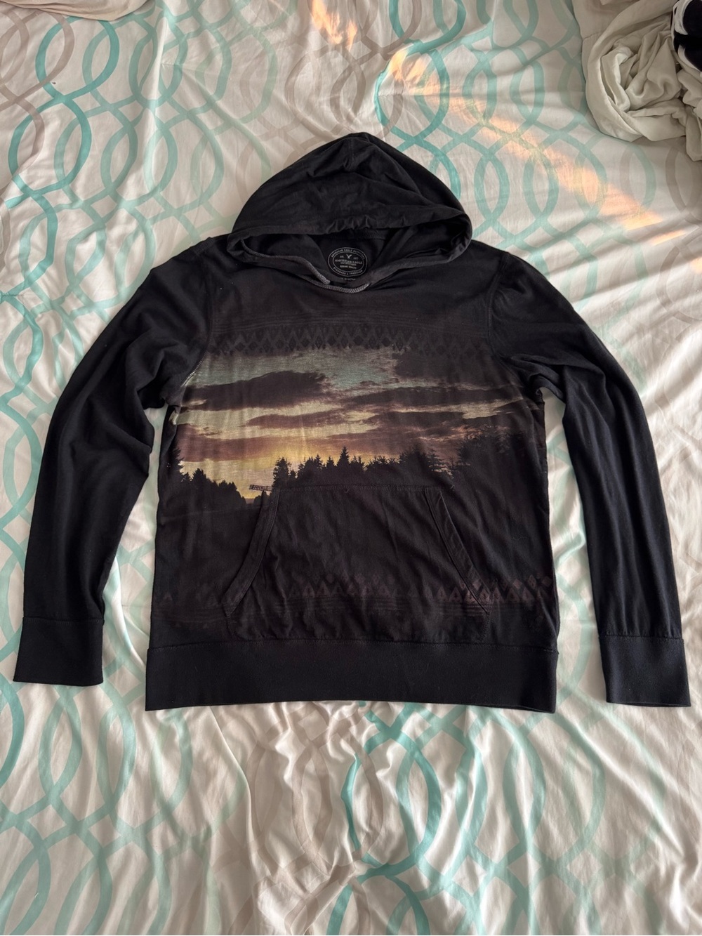 American Eagle Outfitters Black Graphic Logo Tee